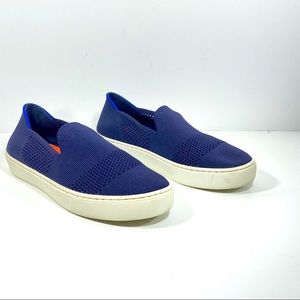 Rothys Maritime Lattice Slip On Shoes Navy Blue Womens 5.5 W Knit Loafer Sneaker